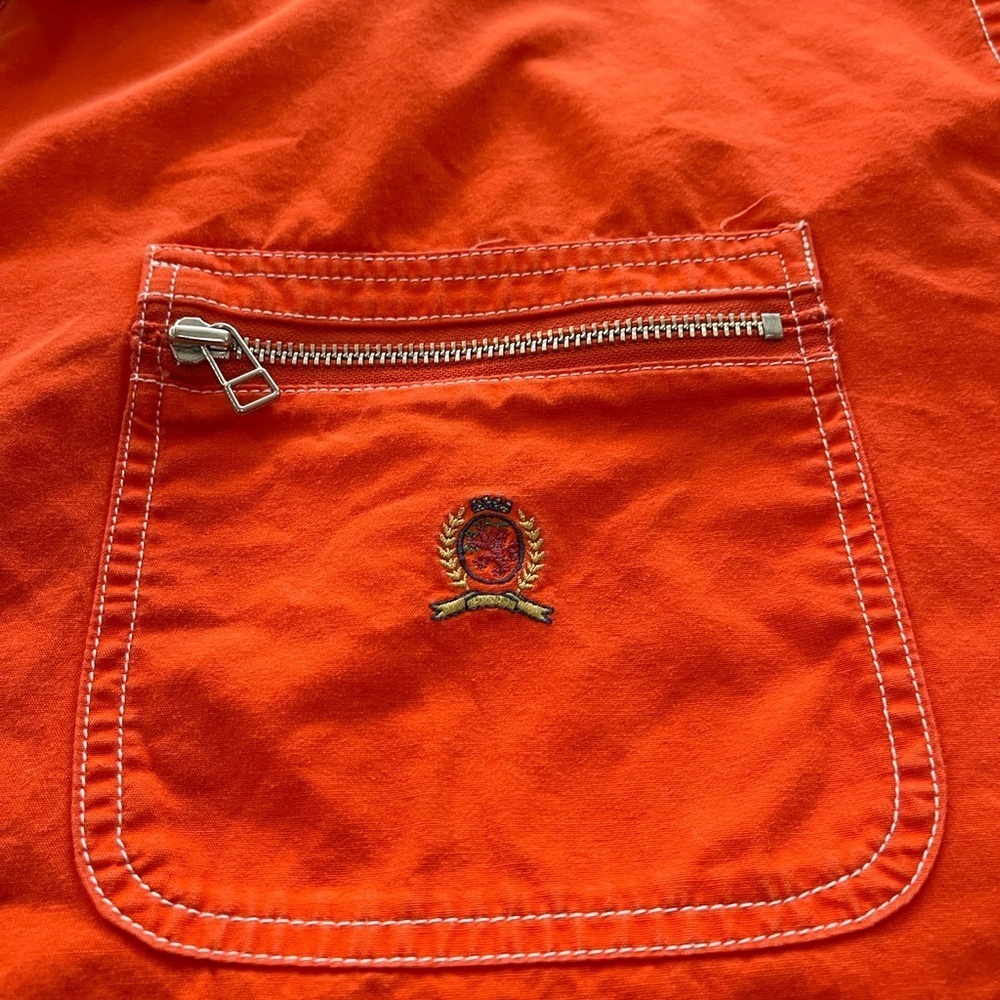 Vintage 90’s Tommy Hilfiger Shacket Men’s Large Orange Jacket shirt windbreaker - Picture 6 of 16